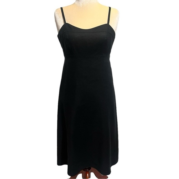 J. Crew Dresses & Skirts - EUC J. Crew Stretch Linen Blend Spaghetti Strap Black Midi Dress Size 10